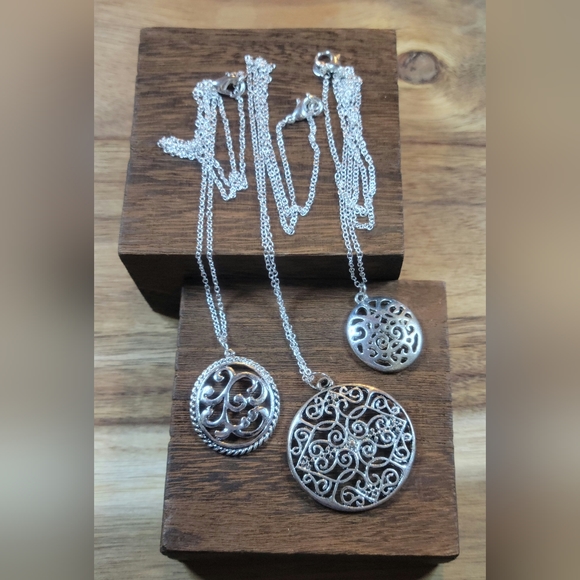 Brighton Jewelry - Lot of 3 Necklaces Created from Brighton Earrings 18 in Silver Plated Chain